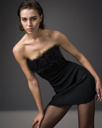 Feather pencil knit dress / Black