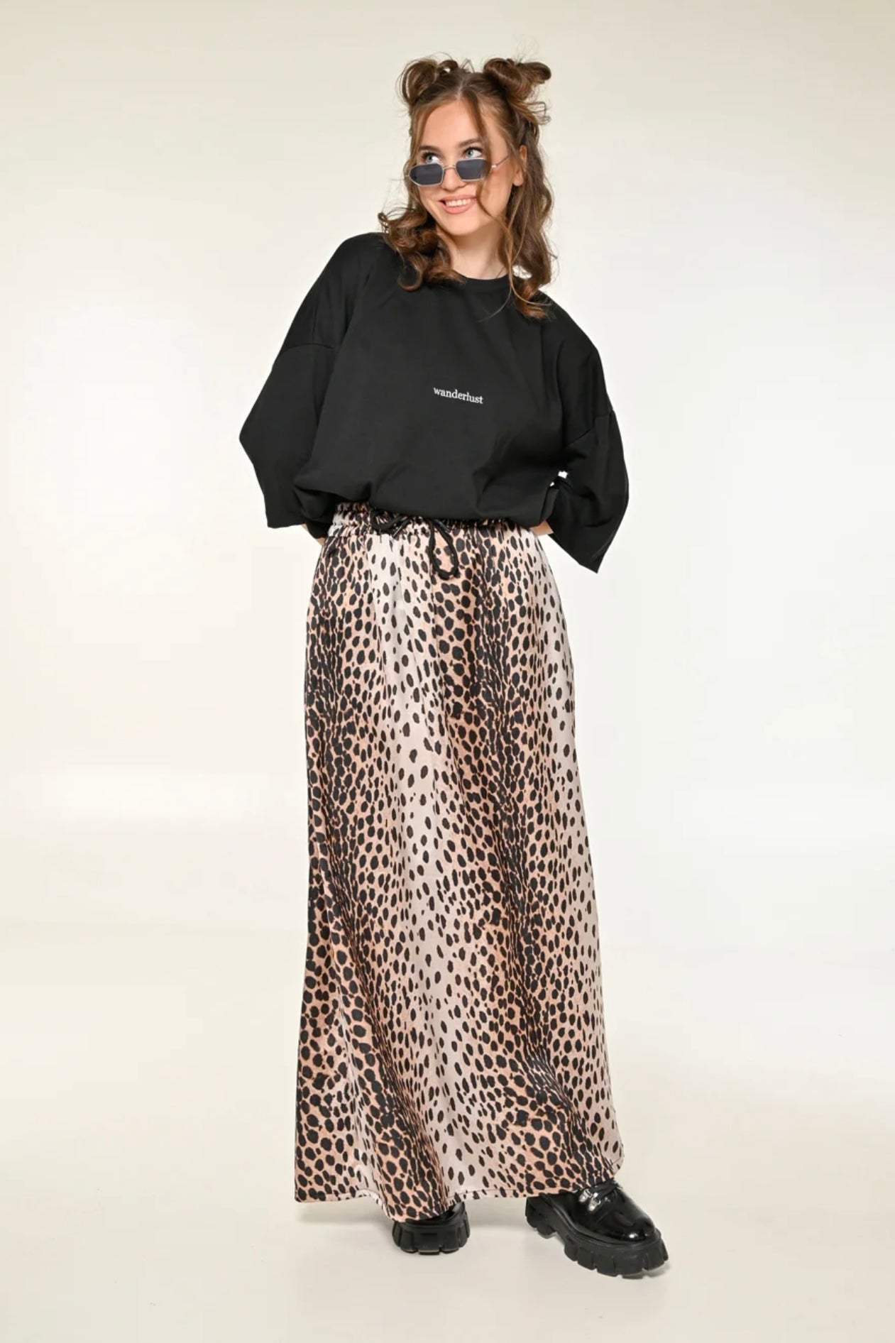 Leopard Satin Skirt