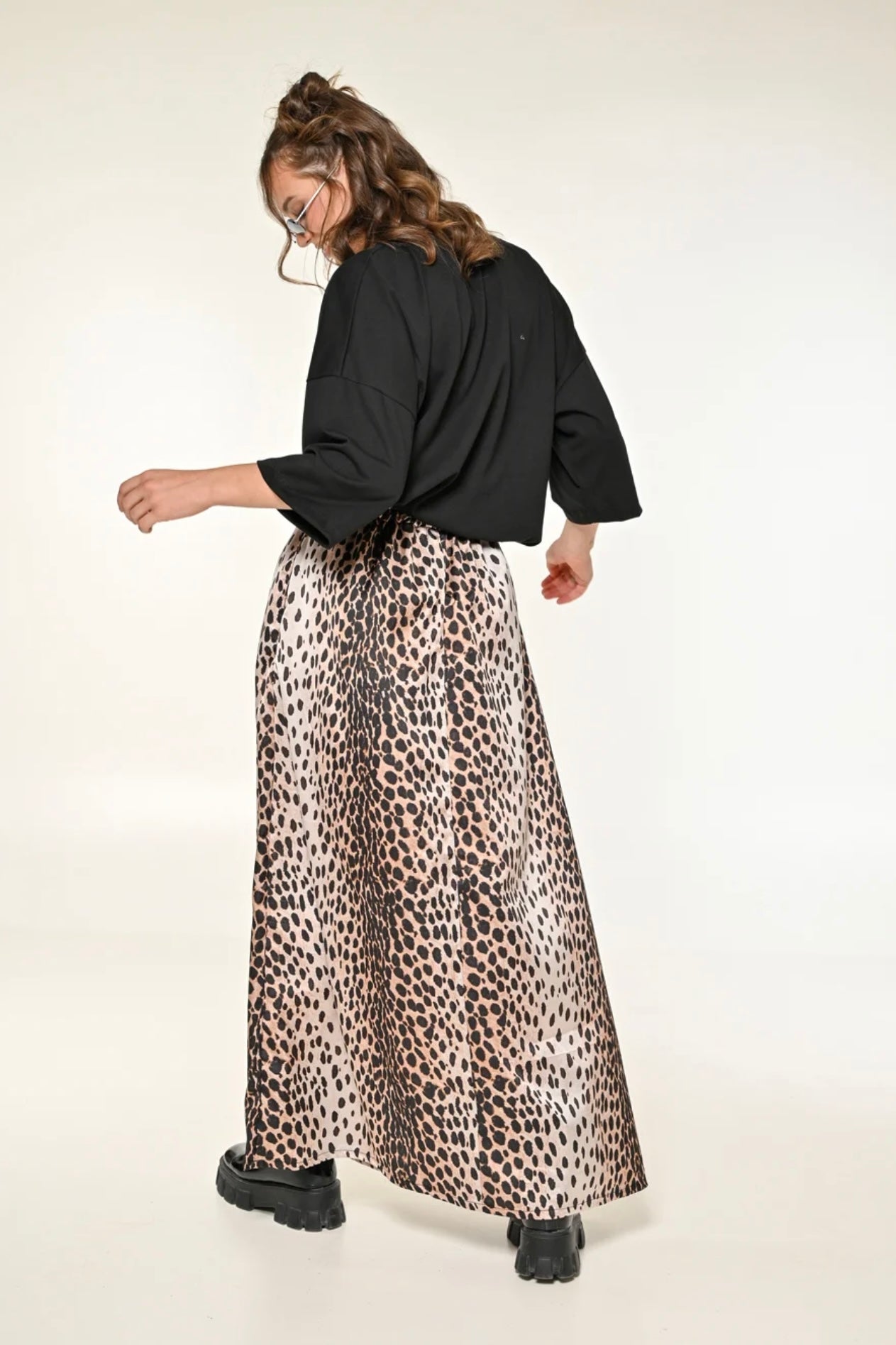 Leopard Satin Skirt