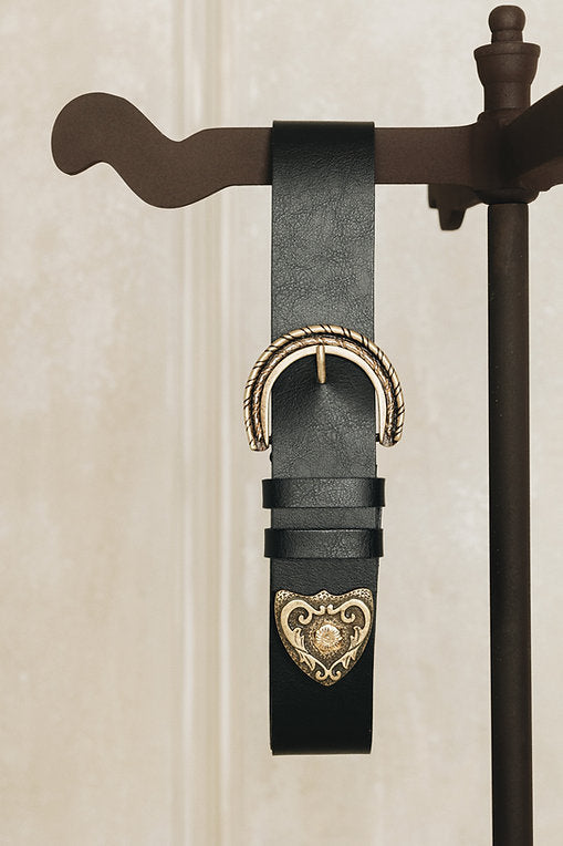 "I see a morning" leather belt / Black-Gold