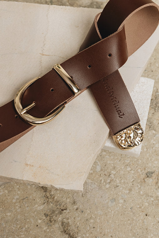 "Sweet caroline" leather belt / Brown-Gold