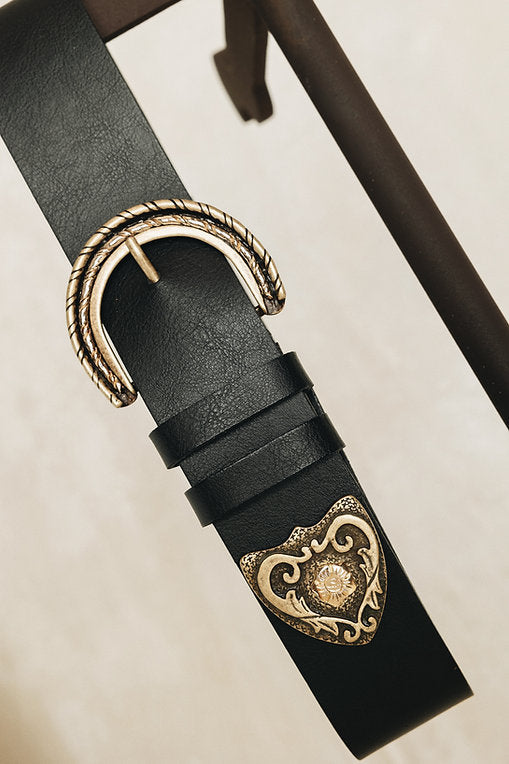 "I see a morning" leather belt / Black-Gold