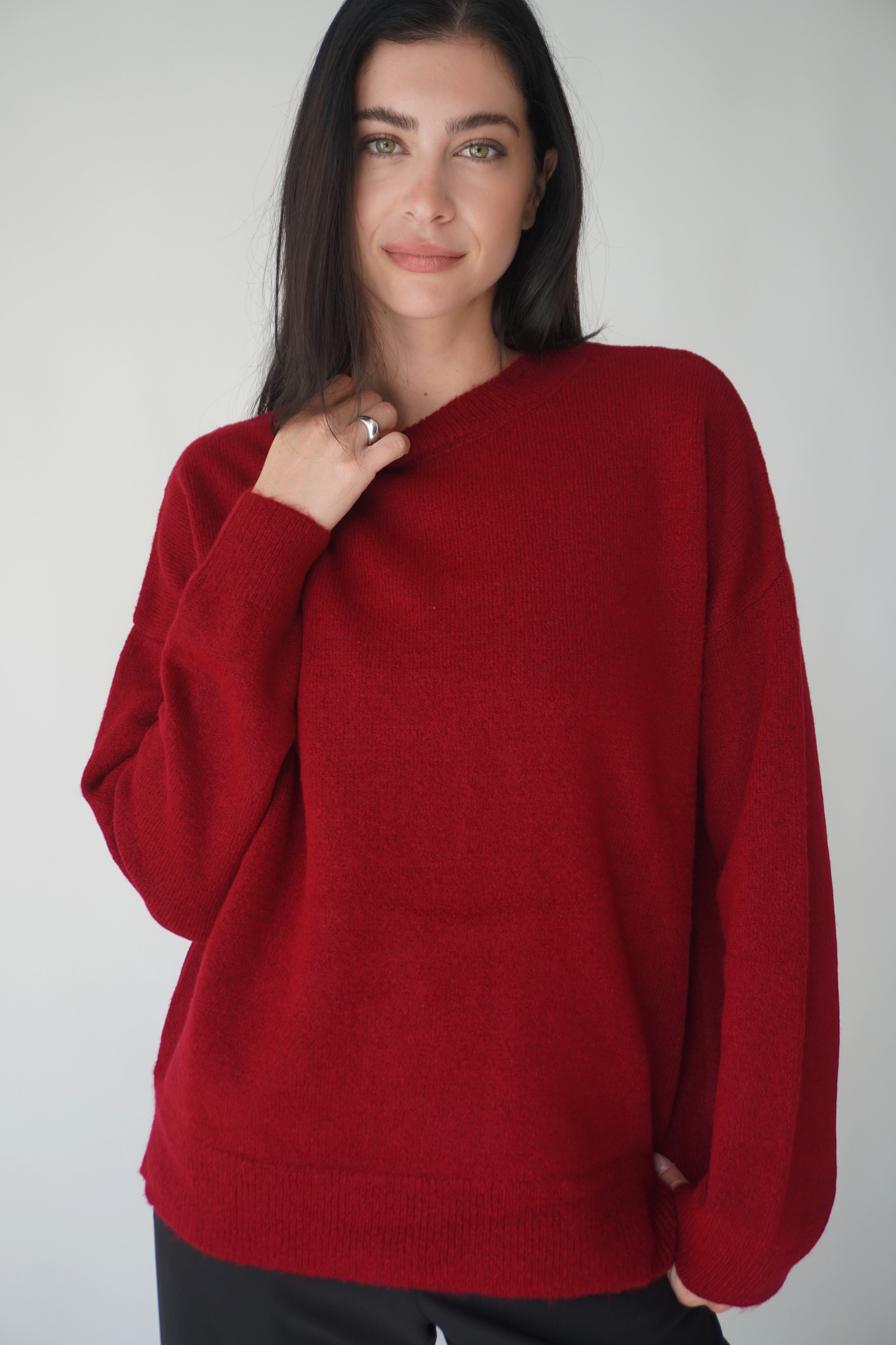 Oversized Knit Sweater / Bordeaux