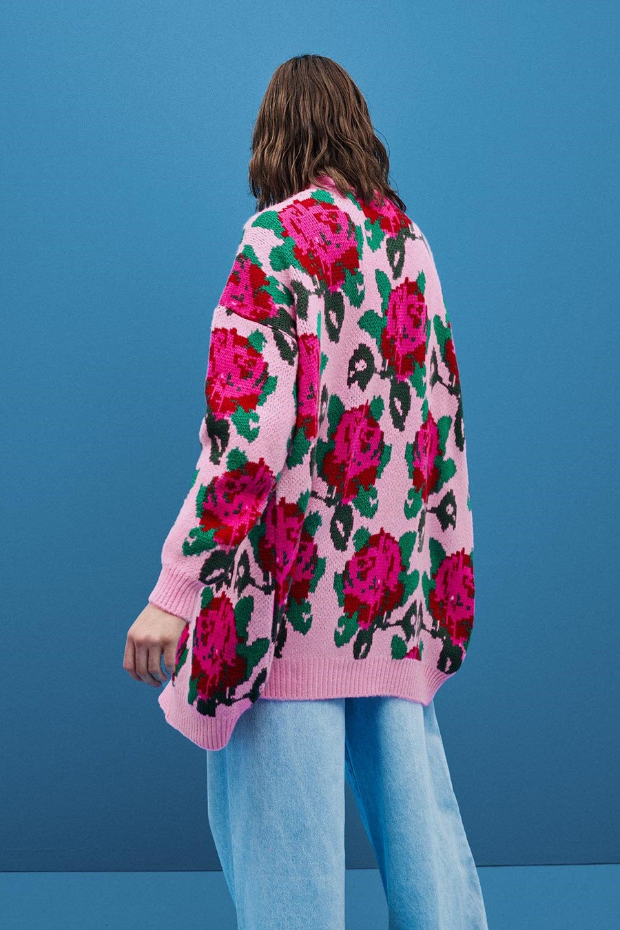 Oversized Flowers Cardigan / Pink