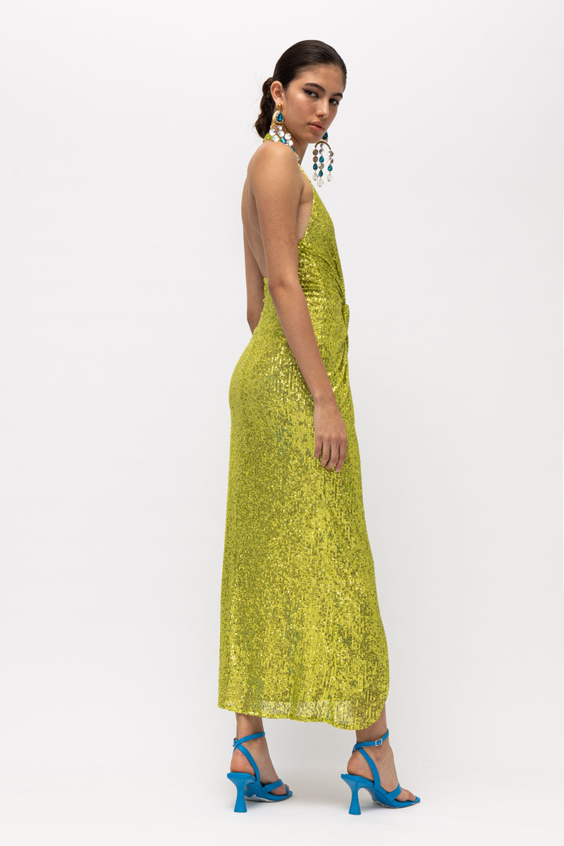 Ariel Sequin Dress / Lime