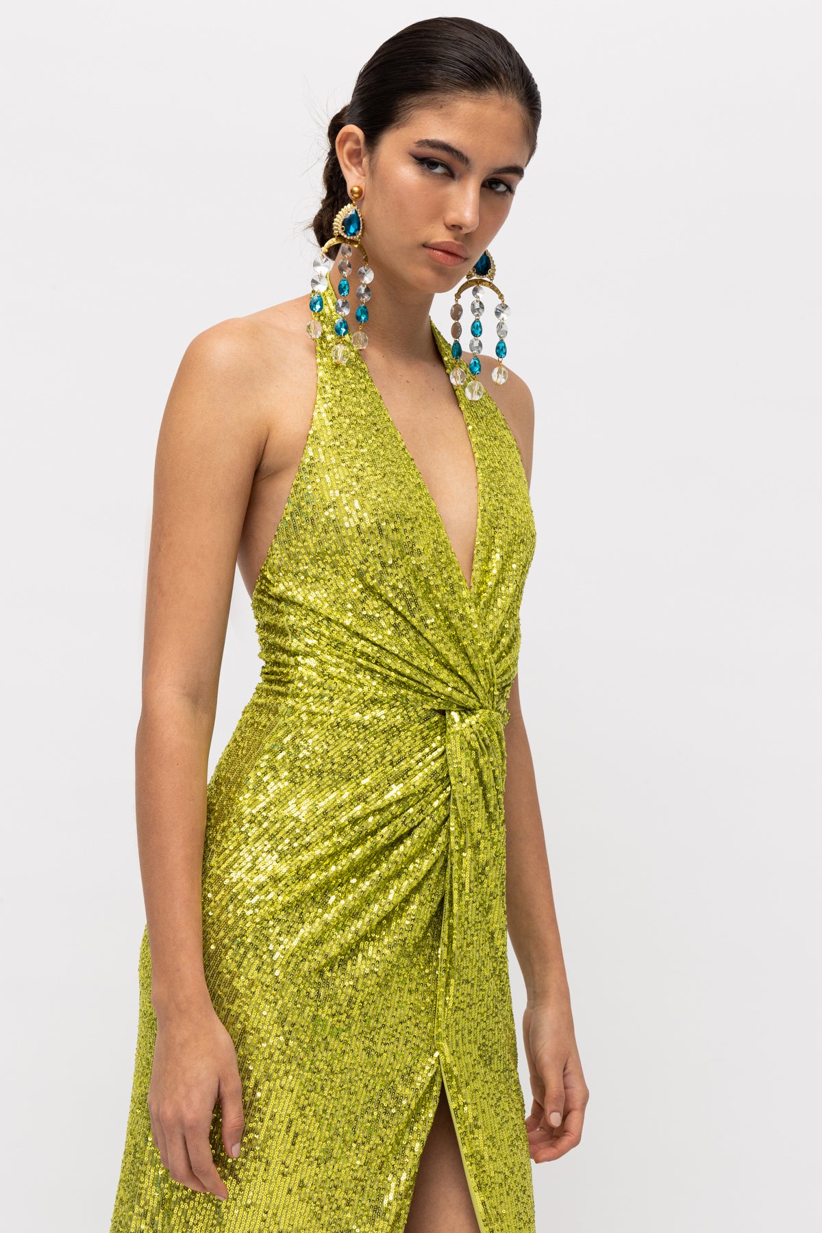 Ariel Sequin Dress / Lime