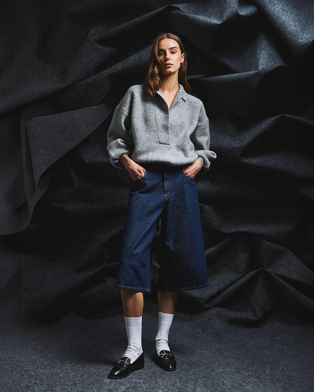 Smoking Flat Knit Sweater / Grey