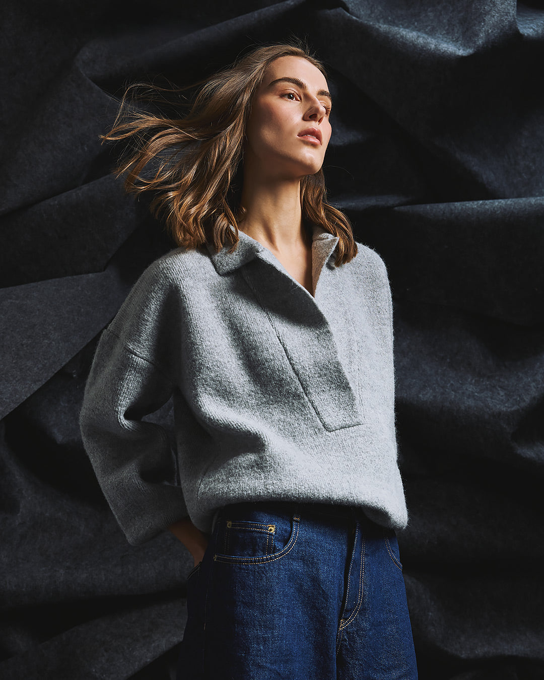 Smoking Flat Knit Sweater / Grey