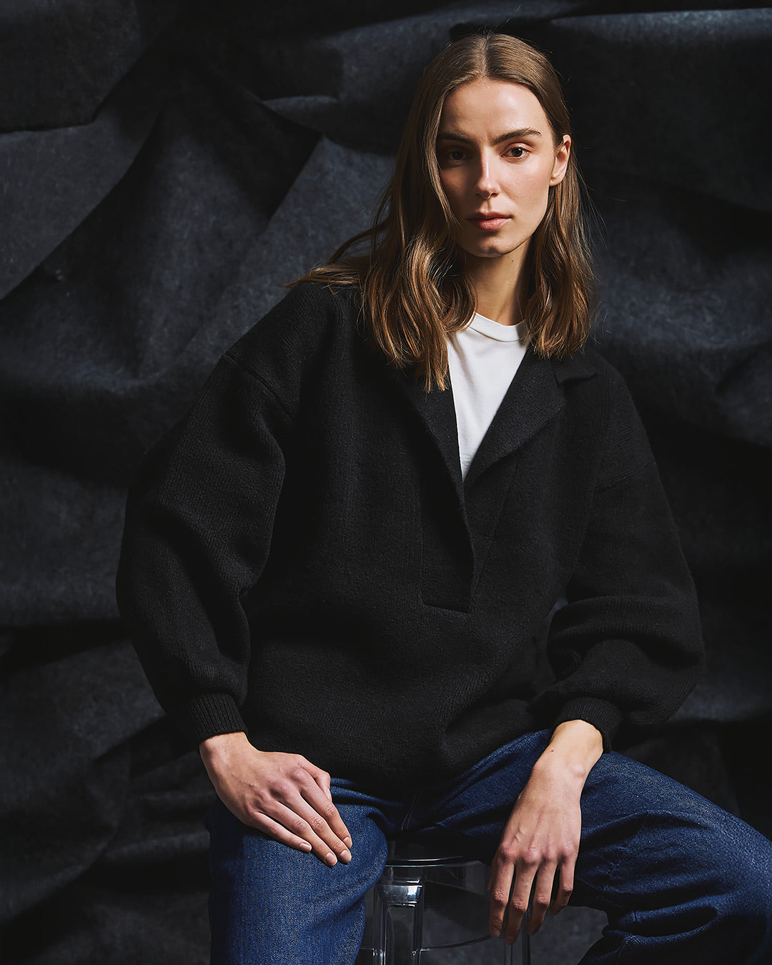 Smoking Flat Knit Sweater / Black