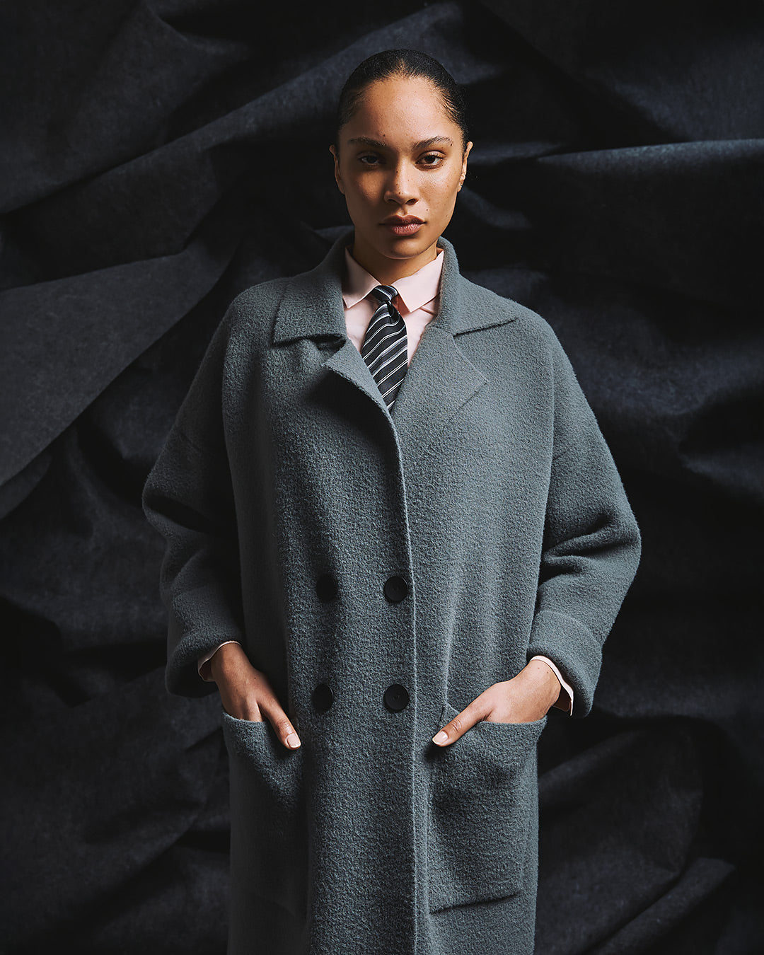 Across Buttons Oversized Cardigan / Grey