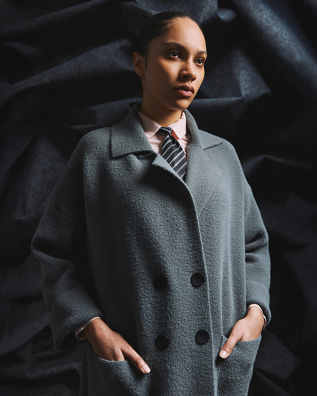 Across Buttons Oversized Cardigan / Grey