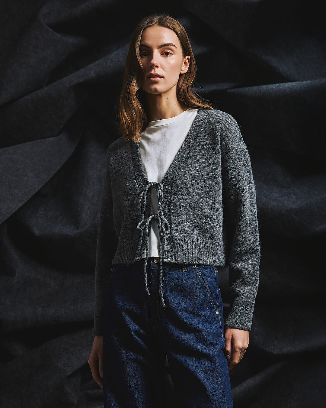String Knit Cardigan / Grey