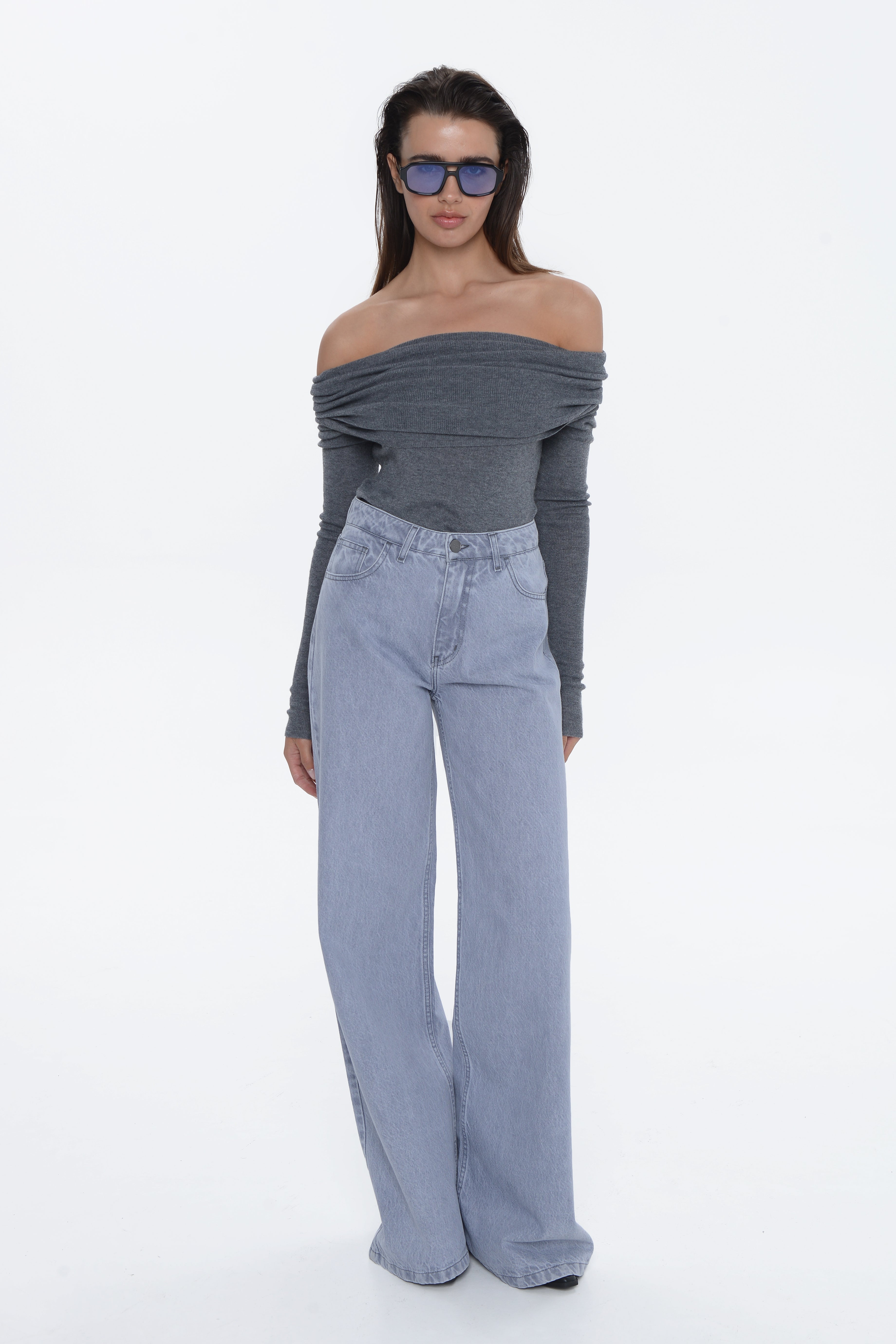 Belen Wide Leg Denim / Platinum Grey