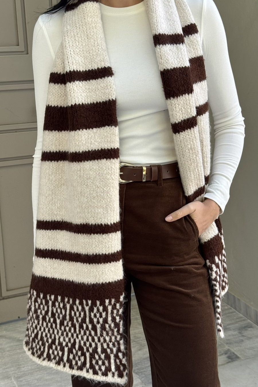 Knit Scarf / Beige