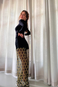 Myriam Seethrough Denim / Black-Croco