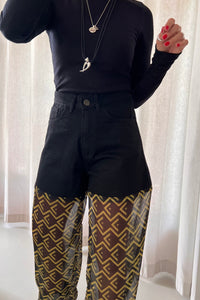 Myriam Seethrough Denim / Black-Croco