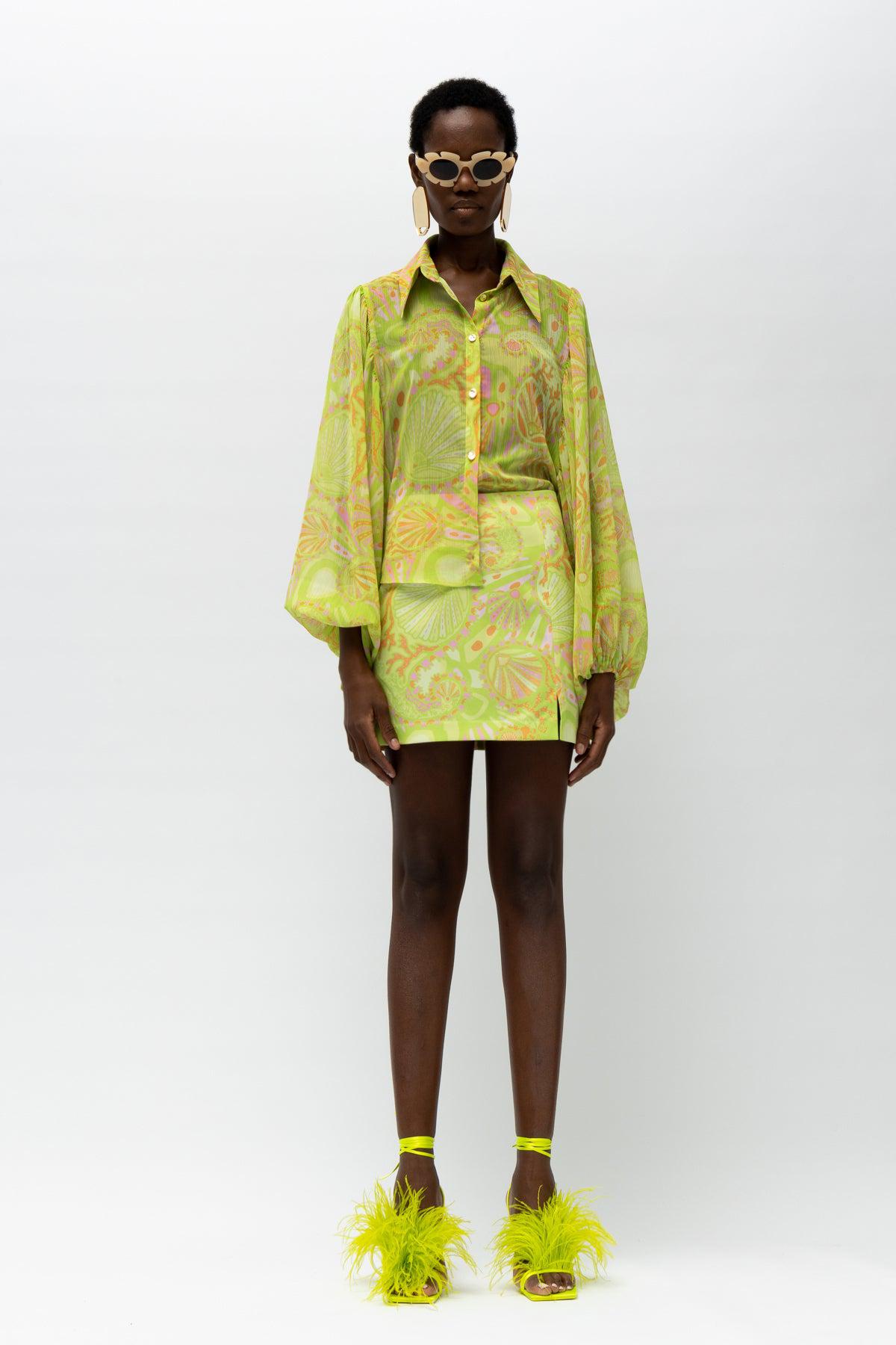 Moana Skirt / Lime Shell Print