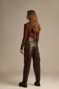 Army Leather Pants / Brown